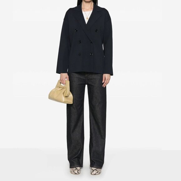 Max Mara Studio Straight Wide Leg Jeans Black Size 6 - Picture 1 of 9